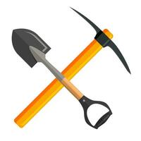 Shovel and pickaxe tools, vector