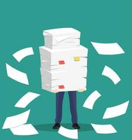 Paper pile with a man vector