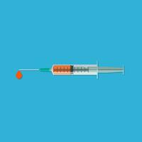 Syringe on a blue background with drop vector