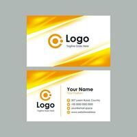 business card template with abstract yellow orange background vector