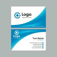 business card template with blue curvy background vector