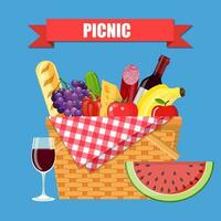 WIcker picnic basket vector