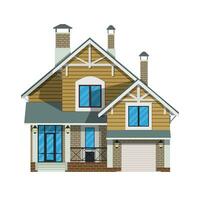 Suburban family house with garage. vector