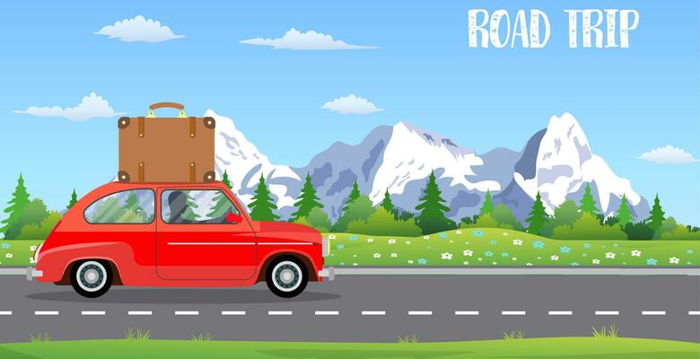 web banner on the theme of Road trip,