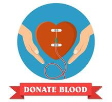 Hand of donor with heart. vector