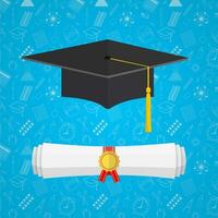 University student cap and diploma vector