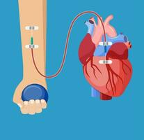 Hand of donor with heart. vector