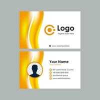 business card template with orange wavy background vector