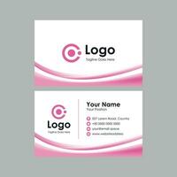 business card template with pink curvy background vector