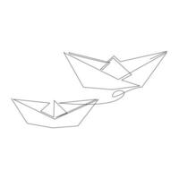 continuous paper boat single line outline vector art drawing and simple one line minimalist design