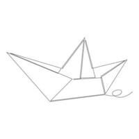 continuous paper boat single line outline vector art drawing and simple one line minimalist design