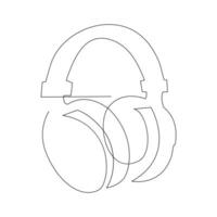 Headphone continuous single line outline vector art drawing and simple one line minimalist design