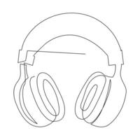 Headphone continuous single line outline vector art drawing and simple one line minimalist design