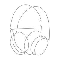 Headphone continuous single line outline vector art drawing and simple one line minimalist design