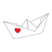 continuous paper boat single line outline vector art drawing and simple one line minimalist design