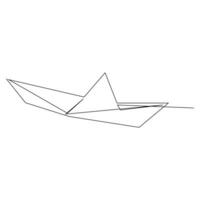 continuous paper boat single line outline vector art drawing and simple one line minimalist design