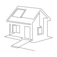 House single line continuous outline vector art drawing and simple one line home minimalist design