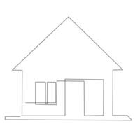 House single line continuous outline vector art drawing and simple one line home minimalist design