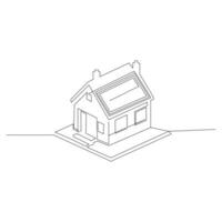 House single line continuous outline vector art drawing and simple one line home minimalist design