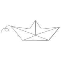 continuous paper boat single line outline vector art drawing and simple one line minimalist design