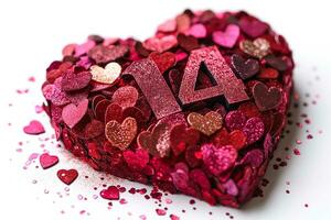 AI generated Valentines Day Sparkle, Heart and 14 photo