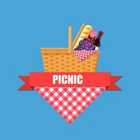 WIcker picnic basket vector