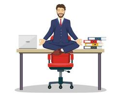 Business man, manager sitting on office desk vector