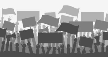 silueta multitud de personas manifestantes vector