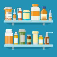 Modern interior pharmacy or drugstore. vector