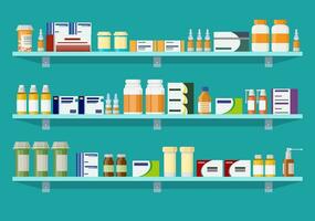 Modern interior pharmacy or drugstore. vector