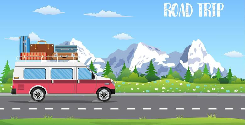 web banner on the theme of Road trip,