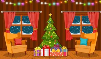 Christmas room interior. vector