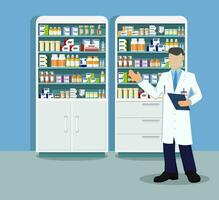 Modern interior pharmacy or drugstore vector