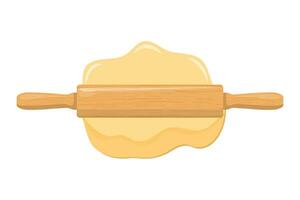 Roll out dough with rolling pin. vector