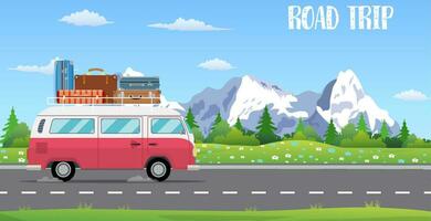 web banner on the theme of Road trip, vector