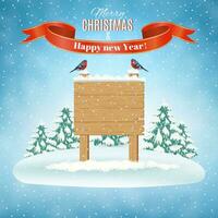 Merry Christmas Wooden Sign vector