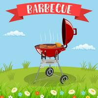 barbecue grill and kitchen utensils vector