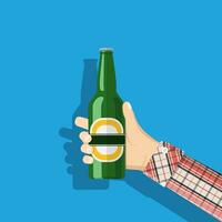 Bottle of beer in hand. vector