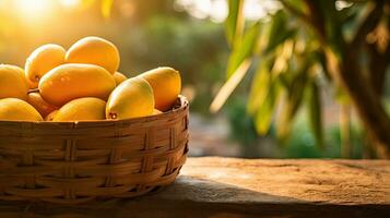 AI generated Portrait mango on the basket with light exposure AI Generative photo