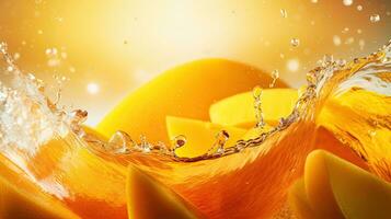 AI generated Fresh mango slice with water splash AI Generative photo