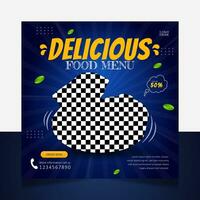 Delicious steak food menu social media post template vector