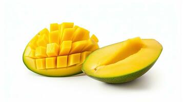 AI generated Portrait slice mango isolated on white background AI Generative photo