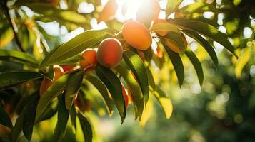 AI generated Fresh mango on the field with light exposure AI Generative photo