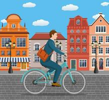 Businessman Riding a Bicycle. vector