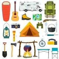 Vector set of camping elements.