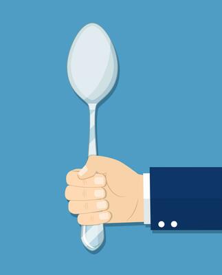 hands holding fork