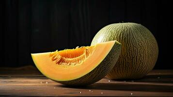 AI generated Fresh melon slice with light exposure AI Generative photo