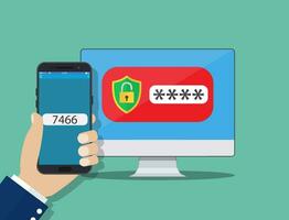 Two step authentication on smartphone vector