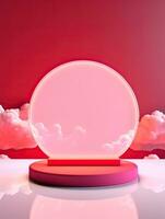 AI generated Luxury pink podium with circle light background AI Generative photo