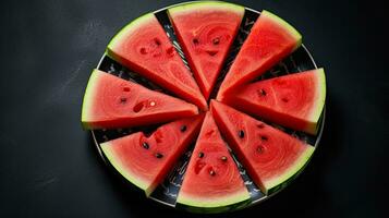 AI generated Watermelon slice on the plate with mint leaf AI Generative photo